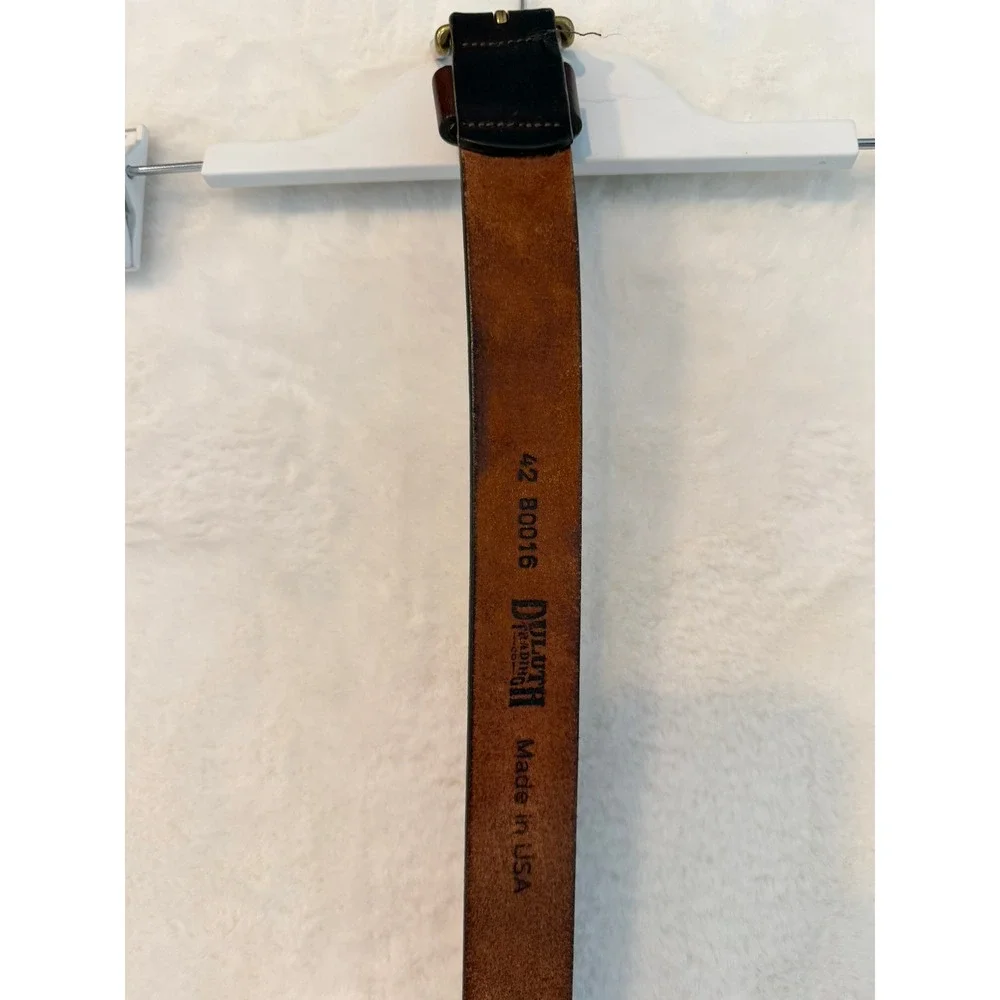Duluth Trading Co Mens Brown Leather Belt Size 42 Made in USA 80016 Brass Buckle